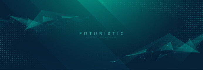 Leinwandbilder - Abstract futuristic background with geometric shapes and digital connections