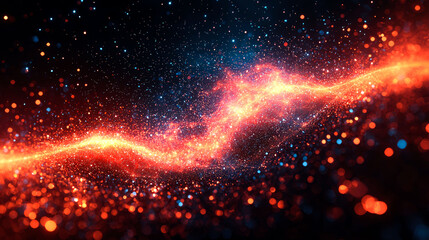 Wall Mural - Abstract cosmic background with red and blue sparks.