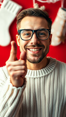 Poster - happy man with a friendly gesture