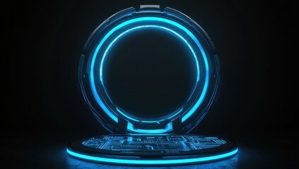 Wall Mural - Futuristic Glowing Circle Portal