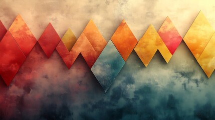 Poster - Minimalistic background with simple geometric shapes in harmonious colors creating a pattern of connected triangles symbolizing friendship and teamwork perfect for a modern Friendship Day theme