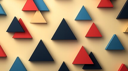 Poster - Minimalistic background with simple geometric shapes in harmonious colors creating a pattern of connected triangles symbolizing friendship and teamwork perfect for a modern Friendship Day theme