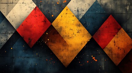 Poster - Minimalistic background with simple geometric shapes in harmonious colors creating a pattern of connected triangles symbolizing friendship and teamwork perfect for a modern Friendship Day theme