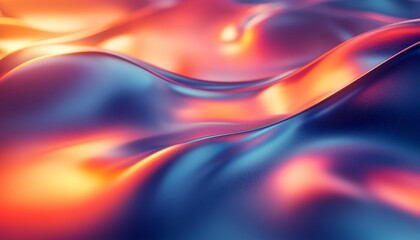 An abstract close-up of colorful, flowing waves, showcasing a blend of vibrant hues in a smooth, shimmering surface.