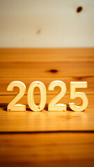 Poster - wooden numerals depicting the year 2025