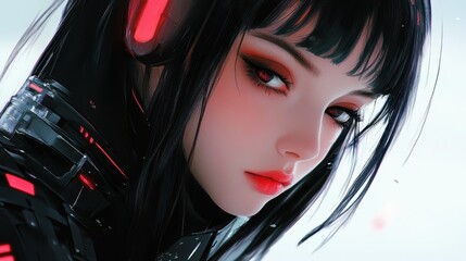 Wall Mural - Cyberpunk Girl, Anime, Character Design, Concept Art, Beautiful Girl, Generative AI