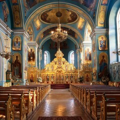 interiors of an orthodox church, ai generated