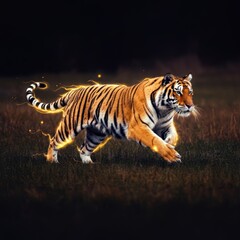 The majestic Royal Bengal Tiger, often referred to as the Indian Tiger, Panthera tigris, the Striped Tiger, the Great Cat of India, the Sundarbans Tiger, is a powerful symbol of wildlife conservation.