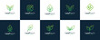 © Urwah - Set of collection Green leaf  ecology icon set logo design,  Innovative digital technology concept business