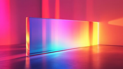 Poster - Abstract 3d  of light emitter glass with iridescent holographic neon vibrant gradient texture. Design element for banner, background, wallpaper, header, poster or cover.