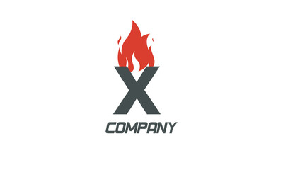 Wall Mural - fire flames X red letter alphabet logo icon design with LIGHT BLACK color for business and company