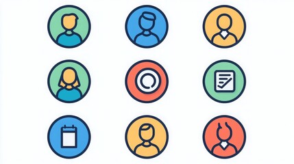 Aufkleber - Modern HR icon set with simple, minimalistic design elements. 