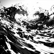 © Laurent - abstract black and white dynamic pencil sketch depicting swirling waves in motion