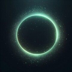 Wall Mural - abstract glowing green ring shape, grainy gradient noise texture on dark background