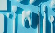 © lime - Surgical Tools and Dental Instruments Neatly Arranged for Immediate Use in a Modern Medical Clinic 近代的な医療クリニックでの即時使用に備えて整然と並べられた外科用ツールと歯科用器具.Generative AI
