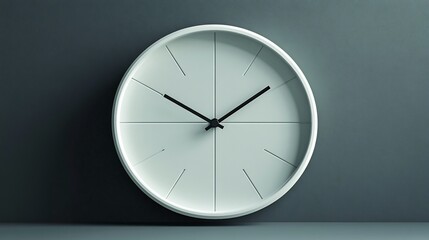 Poster - Sleek minimalistic clock with elegant black hands and a smooth white face showcasing its simplicity with no numerals set against a soft gray background for a contemporary feel