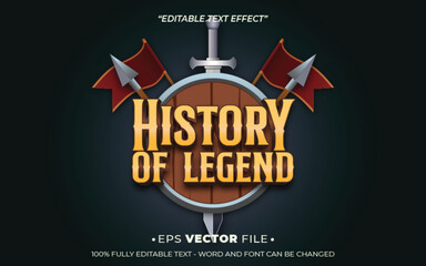 Poster - history of legend text effect editable vector 3d for game 