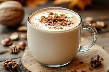 Warm latte with chestnut flavor
