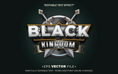 Poster - black kingdom text effect editable vector 3d for game 