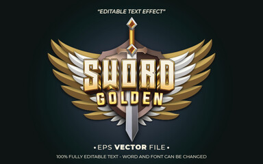Leinwandbilder - sword golden text effect editable vector 3d for game 