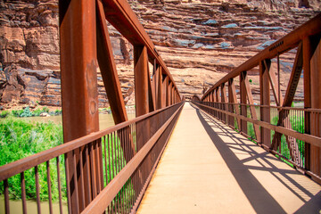 Canvas Print - Goose Island Trail along Colorado River in Moab. The Bridge