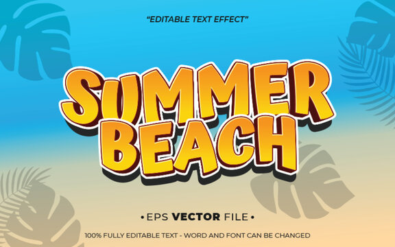 summer beach text effect editable vector 3d