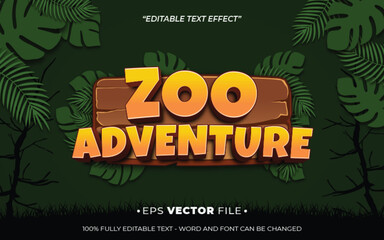 Poster - adventure zoo text effect editable vector 3d