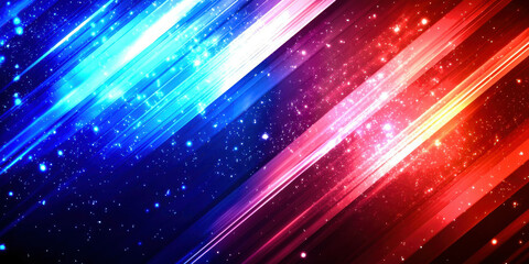 Poster - A colorful, starry background with a red and blue stripe