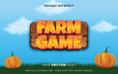 Poster - text effect farm game 3d playful vector for game 