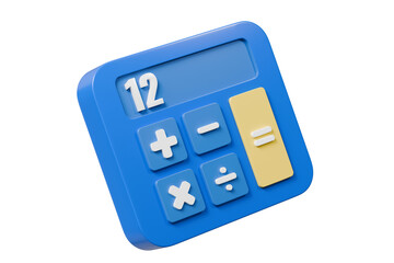 Poster - 3D Calculator device icon. Minimal Calculating machine, mathematic tool icon on isolated background. Budget management concept. Financial calculation of money. Tax time. Education of Math. 3D Render.