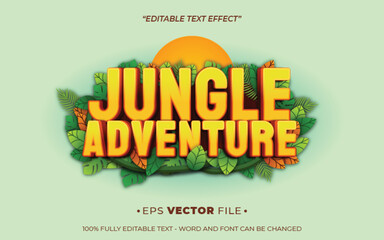 Poster - jungle adventure text effect editable vector 3d