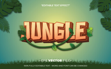 text effect jungle vector 3d editable