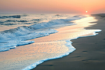 Wall Mural - The ocean is calm and the sun is setting