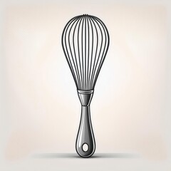 Poster - High-Quality Vector Icon of a Wooden Handled Wire Whisk. Ideal for Culinary Illustrations, Recipe Designs, Kitchen Themed Graphics, or Food Preparation Visuals in Baking and Cooking Contexts
