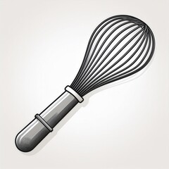 Poster - High-Quality Vector Icon of a Wooden Handled Wire Whisk. Ideal for Culinary Illustrations, Recipe Designs, Kitchen Themed Graphics, or Food Preparation Visuals in Baking and Cooking Contexts