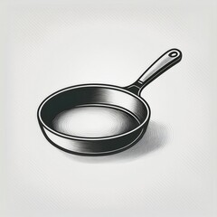 Poster - Elegant Black and White Frying Pan Vector Illustration. Detailed Minimalist Kitchenware Icon for Culinary Projects, Recipe Designs, Restaurant Branding, Menu Graphics, and Cooking Blog Visuals