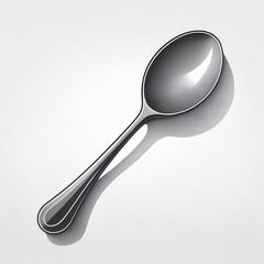 Poster - High-Resolution 3D Vector Icon of a Stainless Steel Spoon with Reflective Surface. Perfect for Culinary Branding, Kitchen Utensil Design, Restaurant Menus, and Cooking App Interfaces