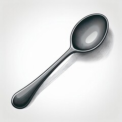 Poster - High-Resolution 3D Vector Icon of a Stainless Steel Spoon with Reflective Surface. Perfect for Culinary Branding, Kitchen Utensil Design, Restaurant Menus, and Cooking App Interfaces