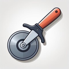 Poster - High-Resolution Vector Illustration of a Pizza Cutter with Wooden Handle. Perfect for Cooking Tools, Kitchen Equipment, and Culinary Concepts in Food Preparation and Serving Applications
