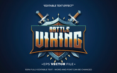 Poster - battle viking editable text effect vector 3d for game