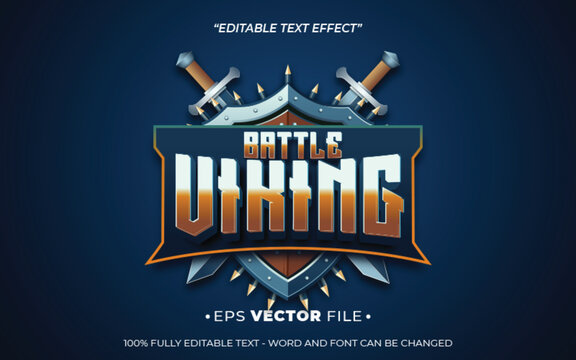 battle viking editable text effect vector 3d for game 