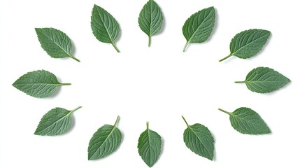 Green Leaves Arranged in a Circular Pattern