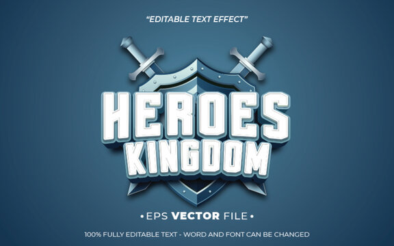 heroes kingdom editable text effect vector 3d for game 