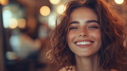 selective focus of hairdresser cutting hair of happy woman in beauty salon