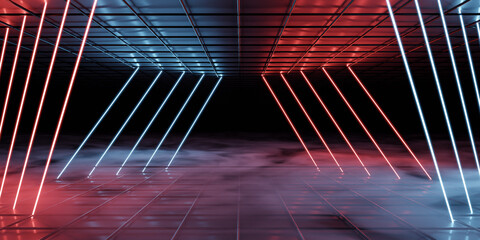 Poster - futuristic neon light room