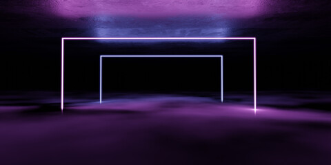 Poster - Futuristic Neon Rectangles in Ethereal Space