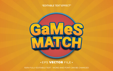 Poster - match games text effect editable vector 3d for game 