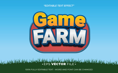 Poster - game farm text effect 3d playful vector for game 