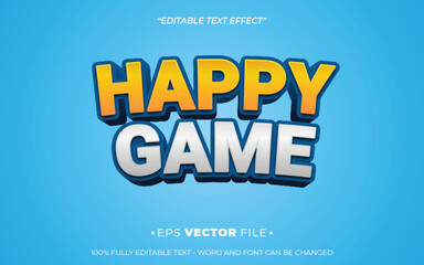 Poster - happy game text effect editable vector 3d for game 