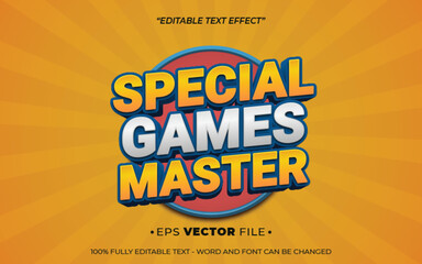 Poster - special games master text effect editable vector 3d for game 